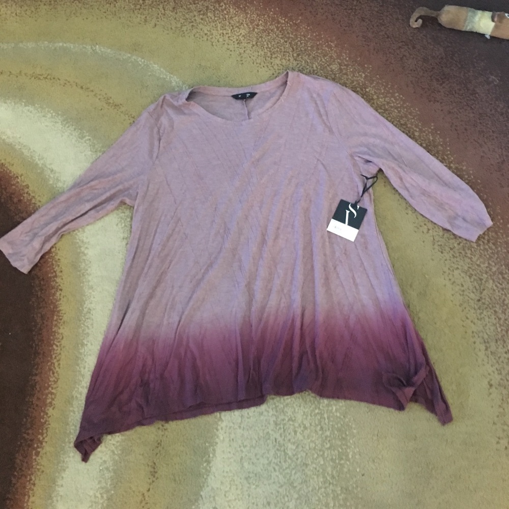 Purple ombré three quarter sleeve top never worn
